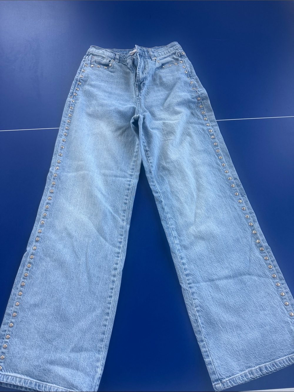Habitual Gemma Light Blue Studded Wide-Leg Jeans Like New Size 0 25